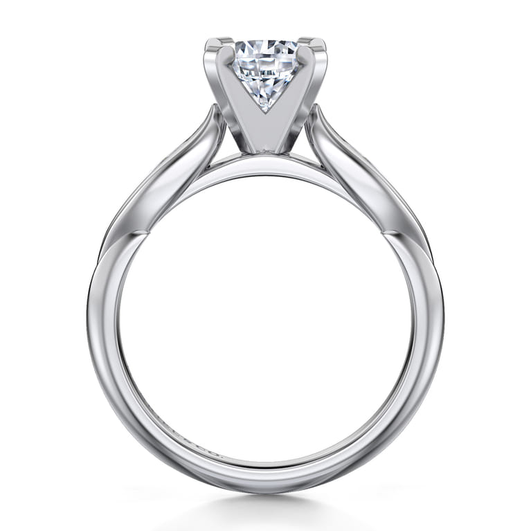 Quinn - 14K White Gold Round Diamond Engagement Ring - 0.09 ct - Shot 2