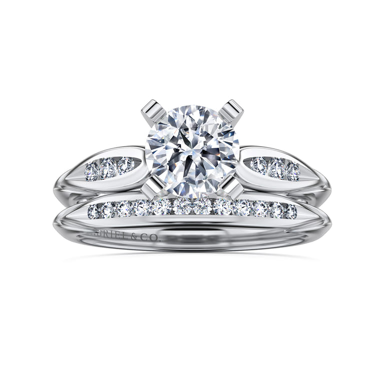 Quinn - 14K White Gold Round Diamond Engagement Ring - 0.09 ct - Shot 4