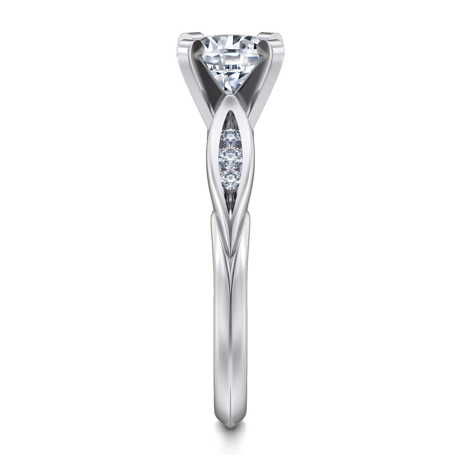 Quinn - 14K White Gold Round Diamond Engagement Ring - 0.09 ct - Shot 5