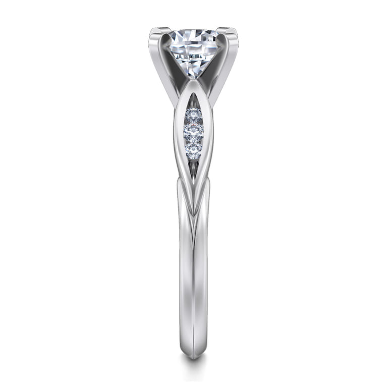 Quinn - 14K White Gold Round Diamond Engagement Ring - 0.09 ct - Shot 5