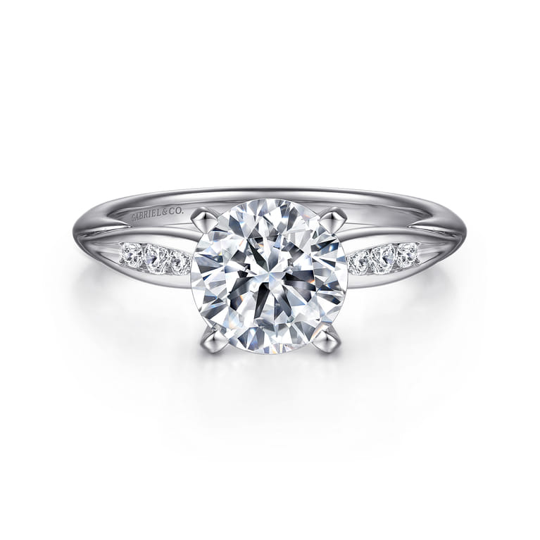 Quinn - 14K White Gold Round Diamond Engagement Ring - 0.1 ct - Shot 1