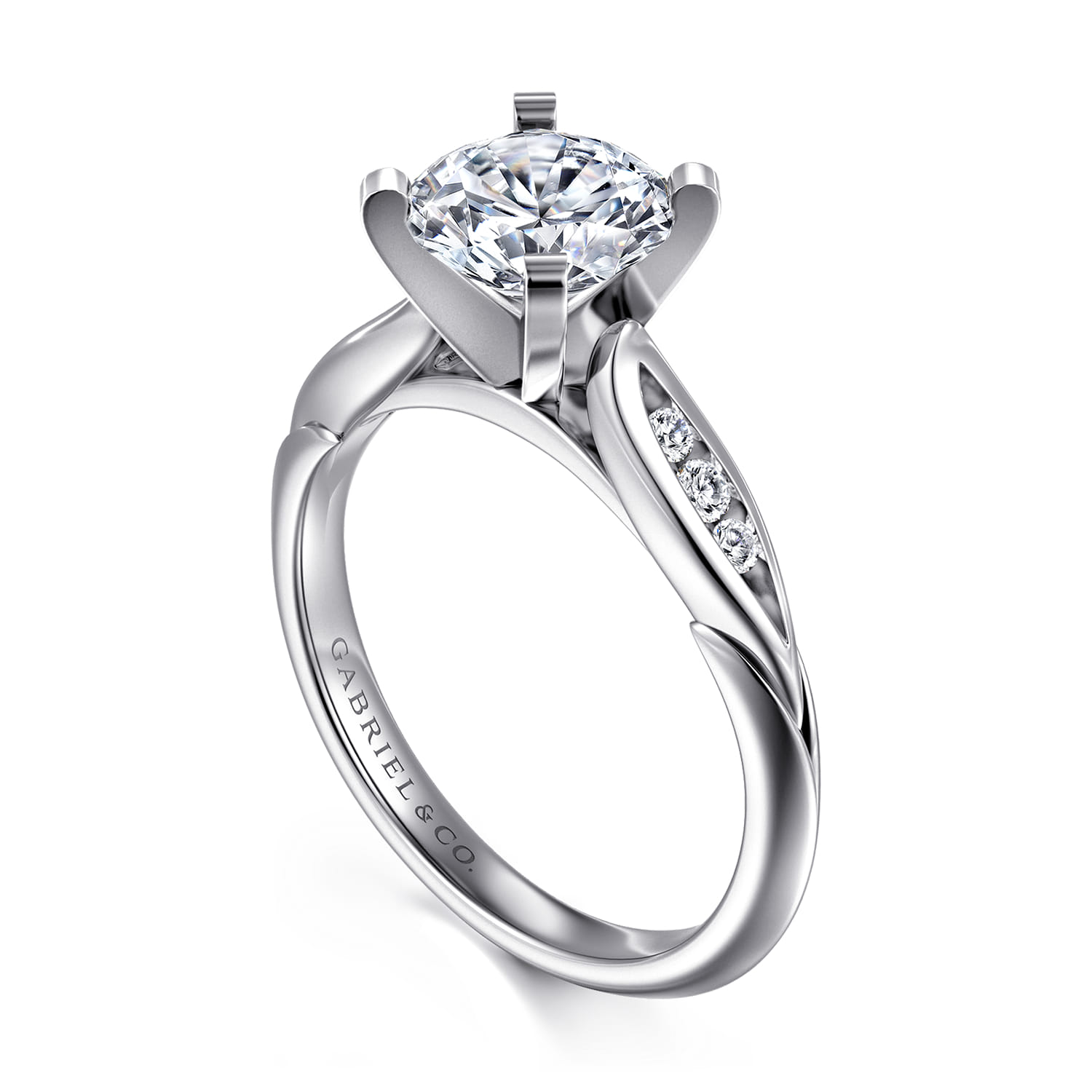 Quinn - 14K White Gold Round Diamond Engagement Ring - 0.1 ct - Shot 3