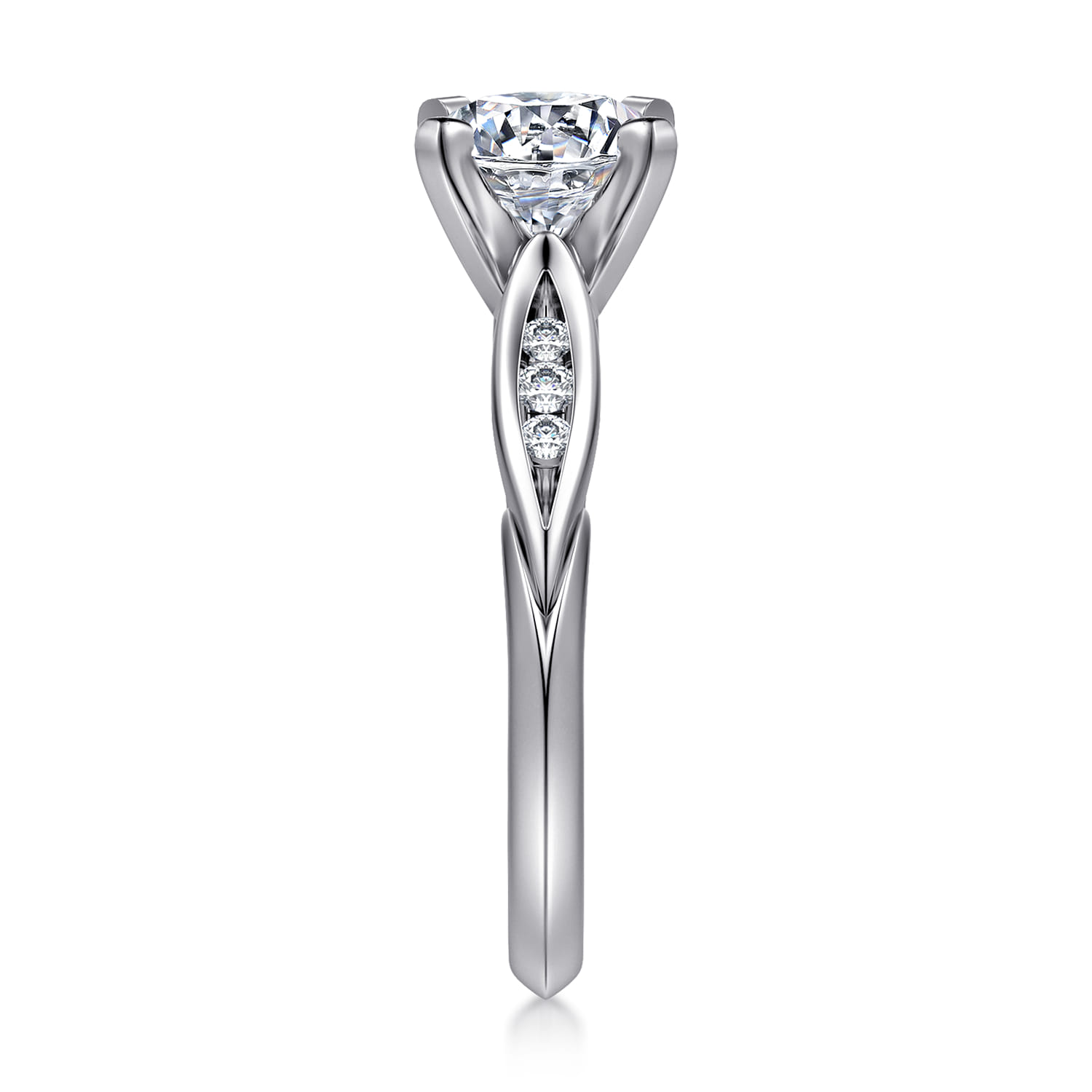 Quinn - 14K White Gold Round Diamond Engagement Ring - 0.1 ct - Shot 5