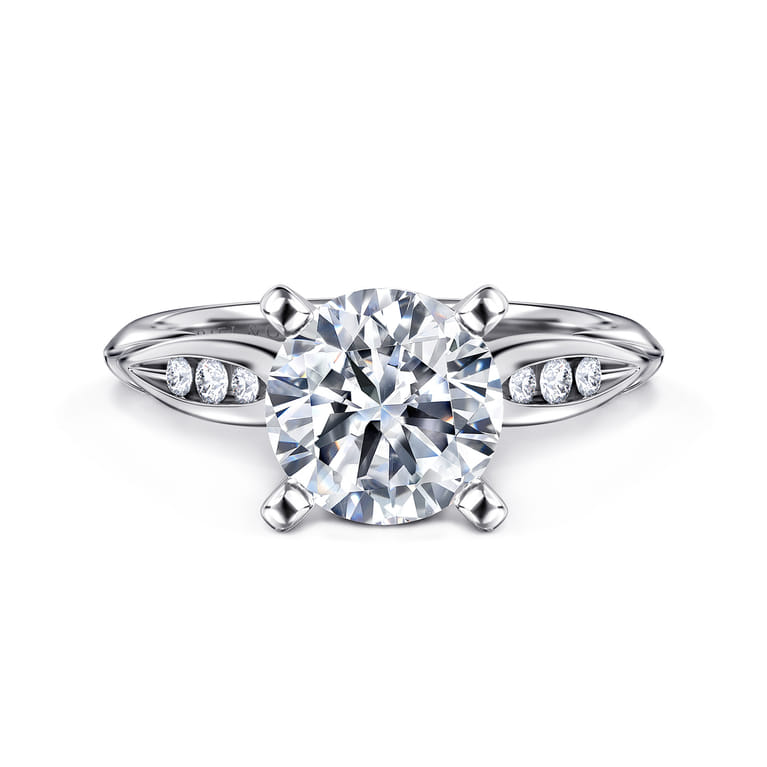 Quinn - 14K White Gold Round Diamond Channel Set Engagement Ring - 0.1 ct - Shot 1