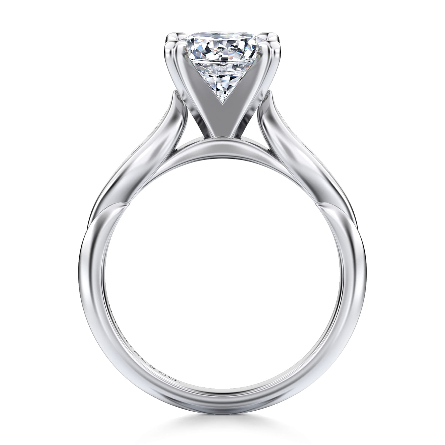 Quinn - 14K White Gold Round Diamond Channel Set Engagement Ring - 0.1 ct - Shot 2