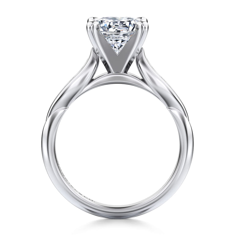 Quinn - 14K White Gold Round Diamond Channel Set Engagement Ring - 0.1 ct - Shot 2