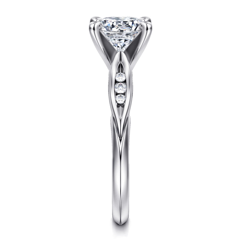 Quinn - 14K White Gold Round Diamond Channel Set Engagement Ring - 0.1 ct - Shot 5