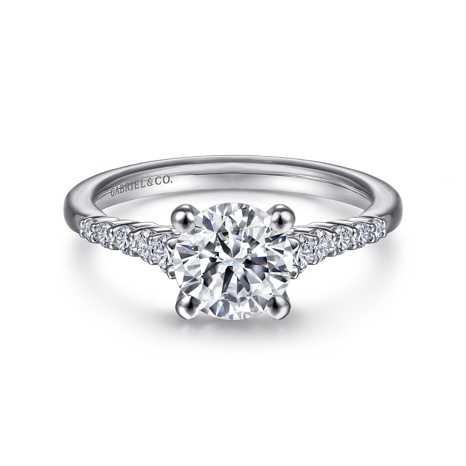 Reed - 14K White Gold Round Diamond Engagement Ring - 0.25 ct - Shot 1