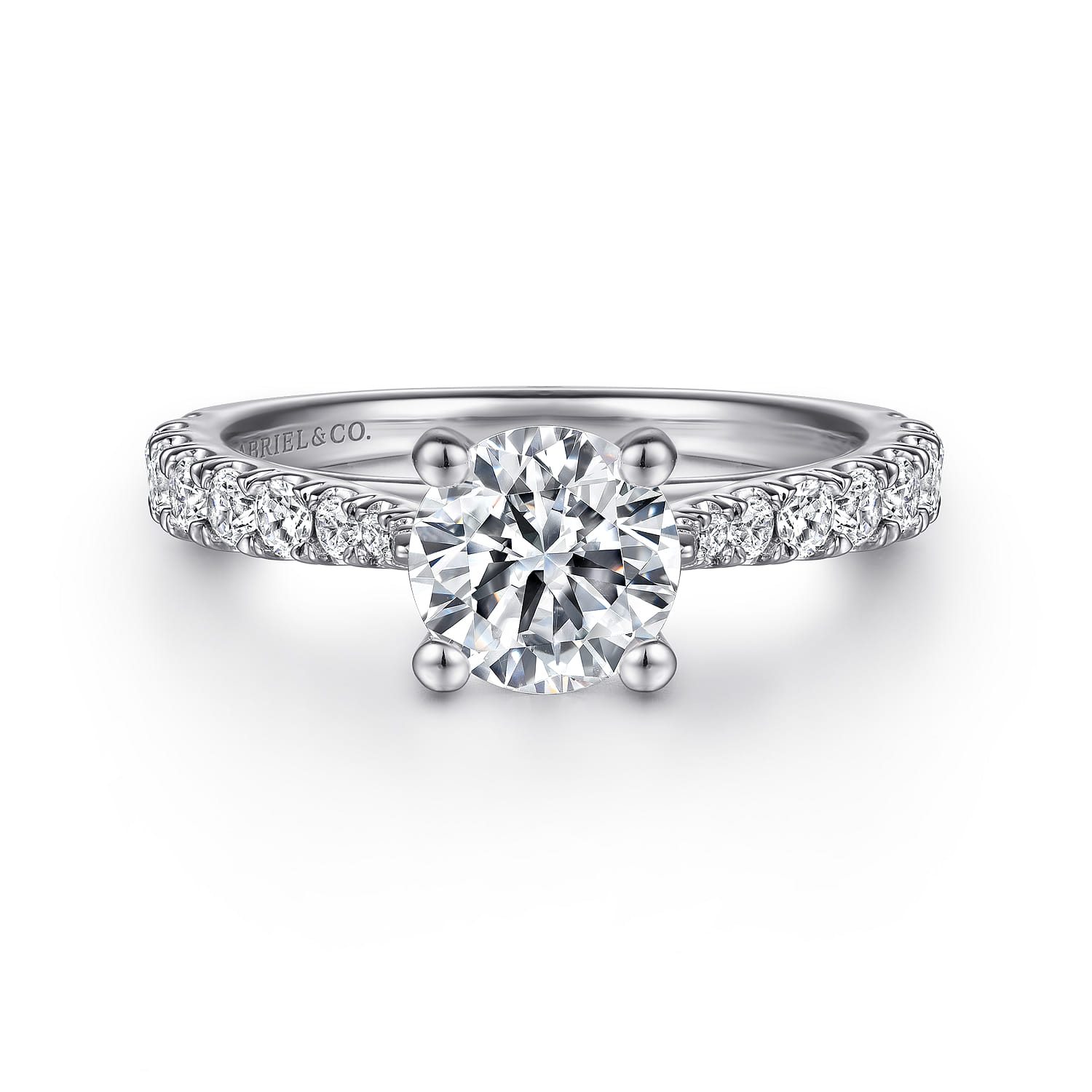 Avery - 14K White Gold Round Diamond Engagement Ring - 0.51 ct - Shot 1