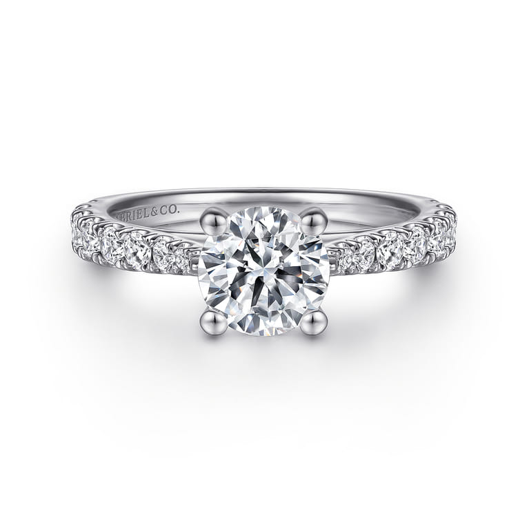 Avery - 14K White Gold Round Diamond Engagement Ring - 0.51 ct - Shot 1