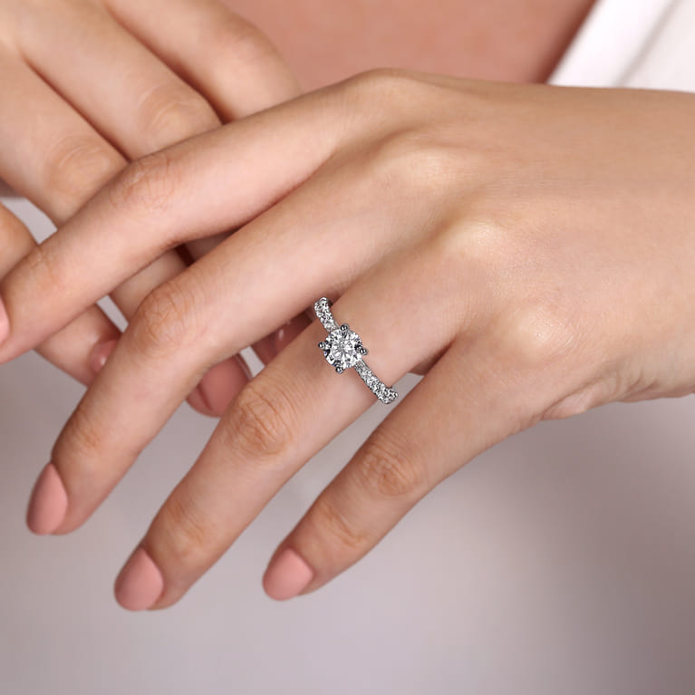 Avery - 14K White Gold Round Diamond Engagement Ring - 0.51 ct - Shot 6
