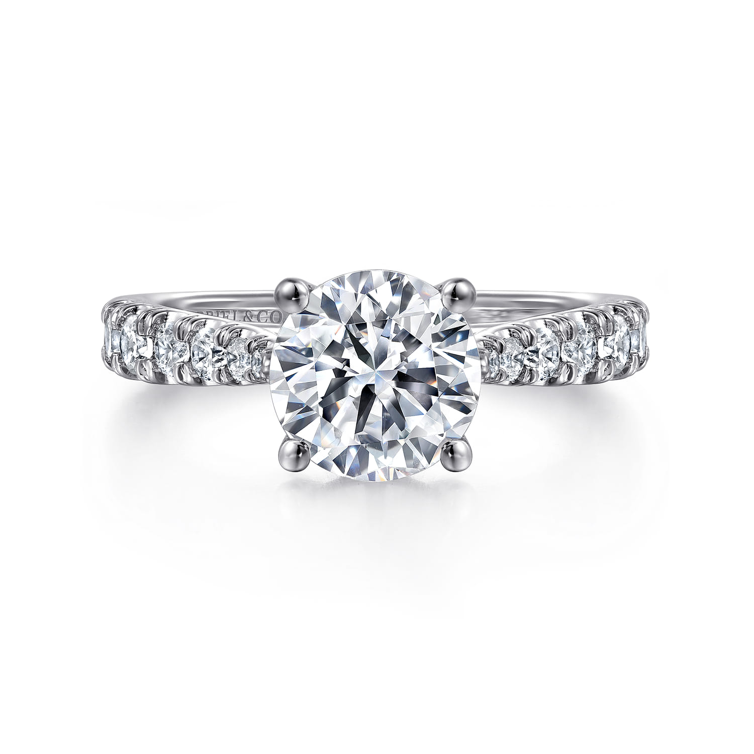 Avery - 14K White Gold Round Diamond Engagement Ring - 0.82 ct - Shot 1