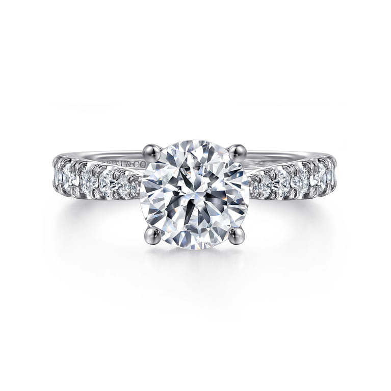 Avery - 14K White Gold Round Diamond Engagement Ring - 0.82 ct - Shot 1