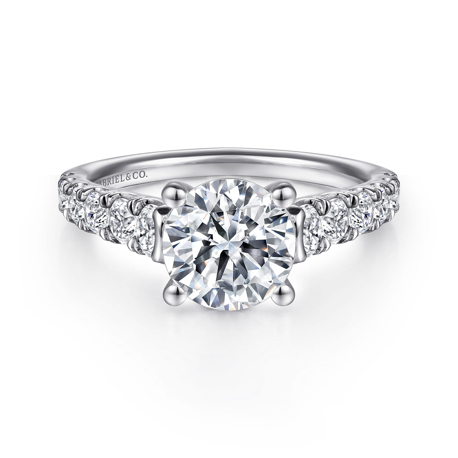 Piper - 14K White Gold Round Diamond Engagement Ring - 0.76 ct - Shot 1