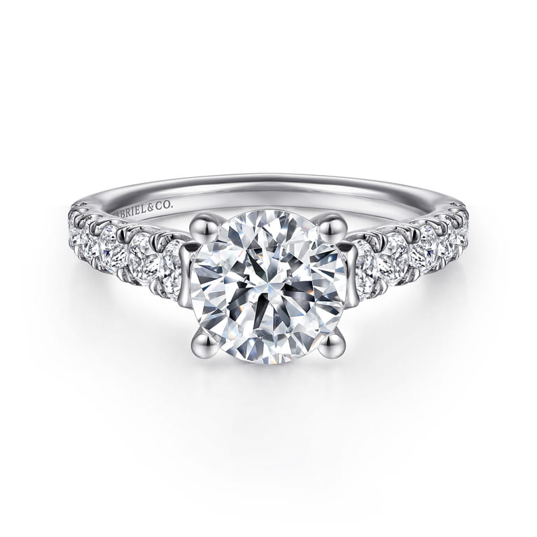Piper - 14K White Gold Round Diamond Engagement Ring - 0.76 ct - Shot 1