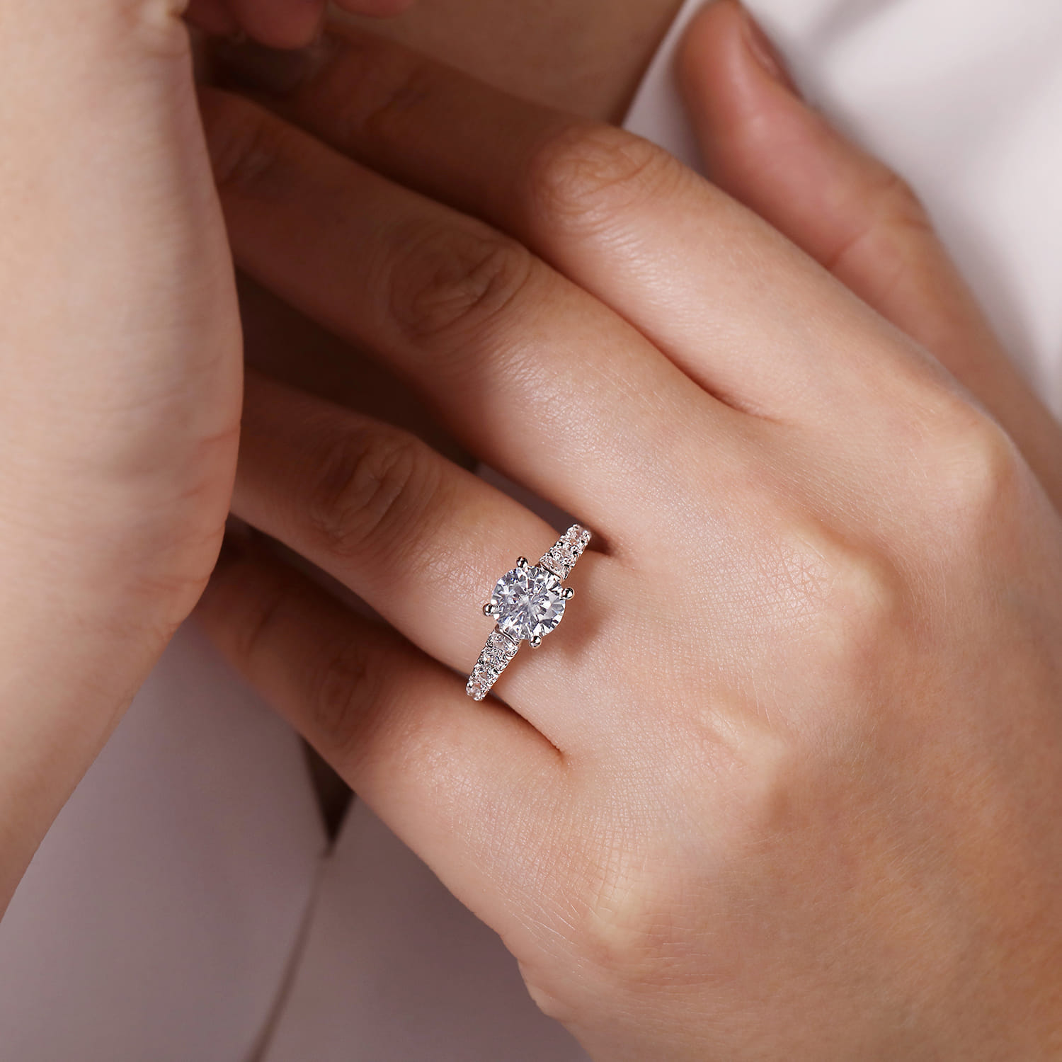 Piper - 14K White Gold Round Diamond Engagement Ring - 0.76 ct - Shot 6