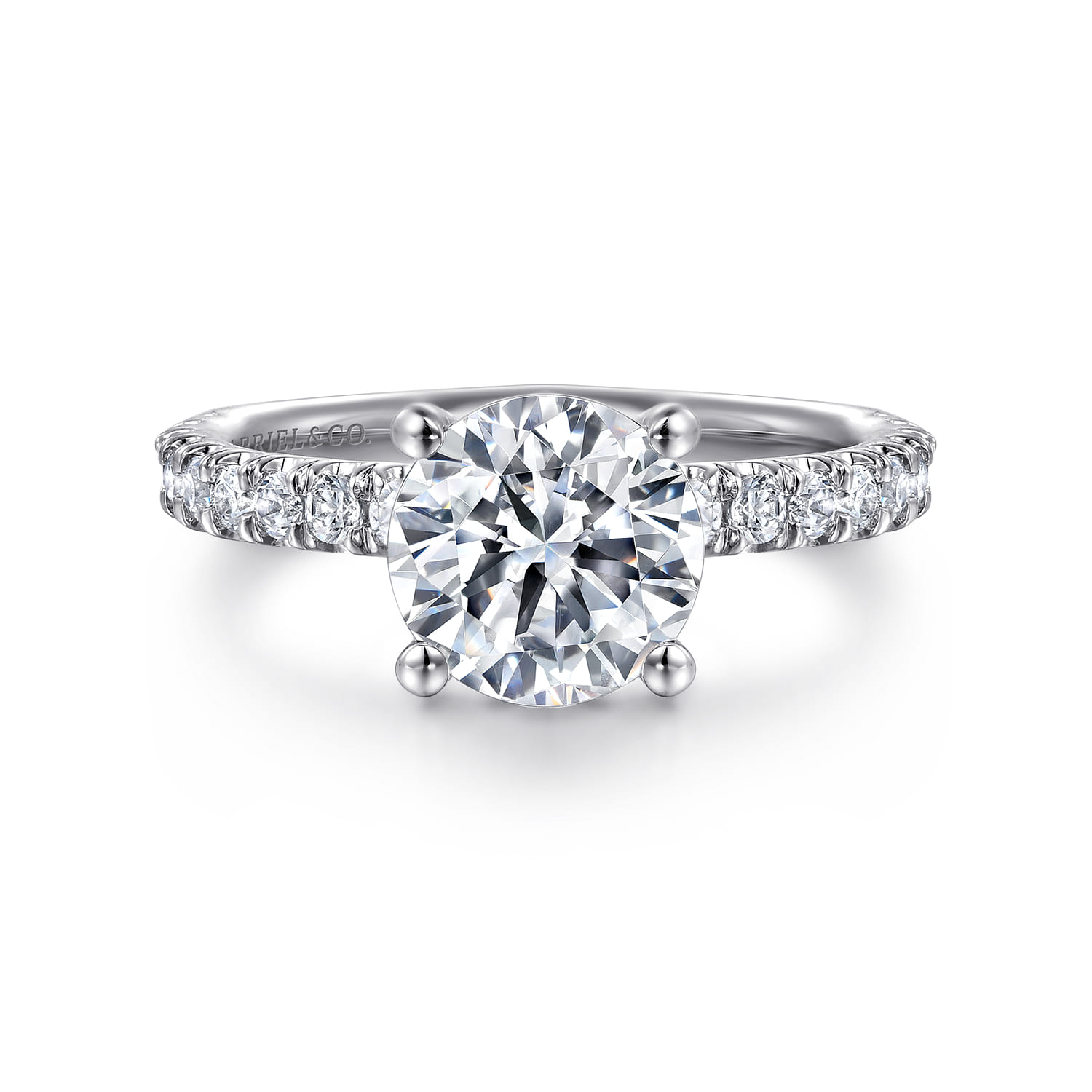 Amira - 14K White Gold Round Diamond Engagement Ring - 0.52 ct - Shot 1