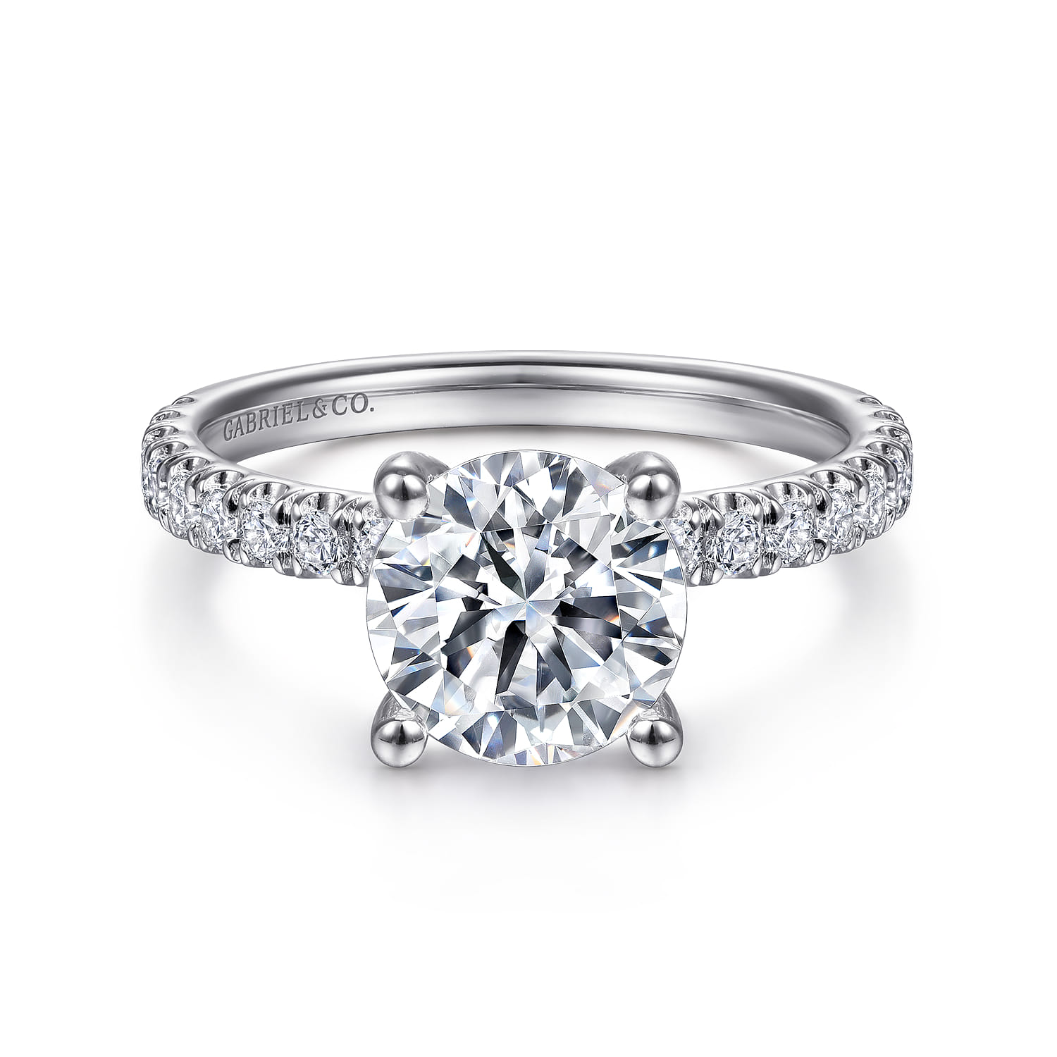 Amira - 14K White Gold Round Diamond Engagement Ring - 0.52 ct - Shot 1