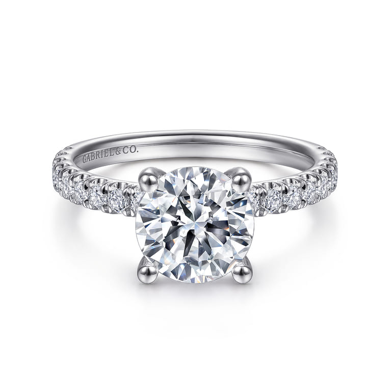 Amira - 14K White Gold Round Diamond Engagement Ring - 0.52 ct - Shot 1