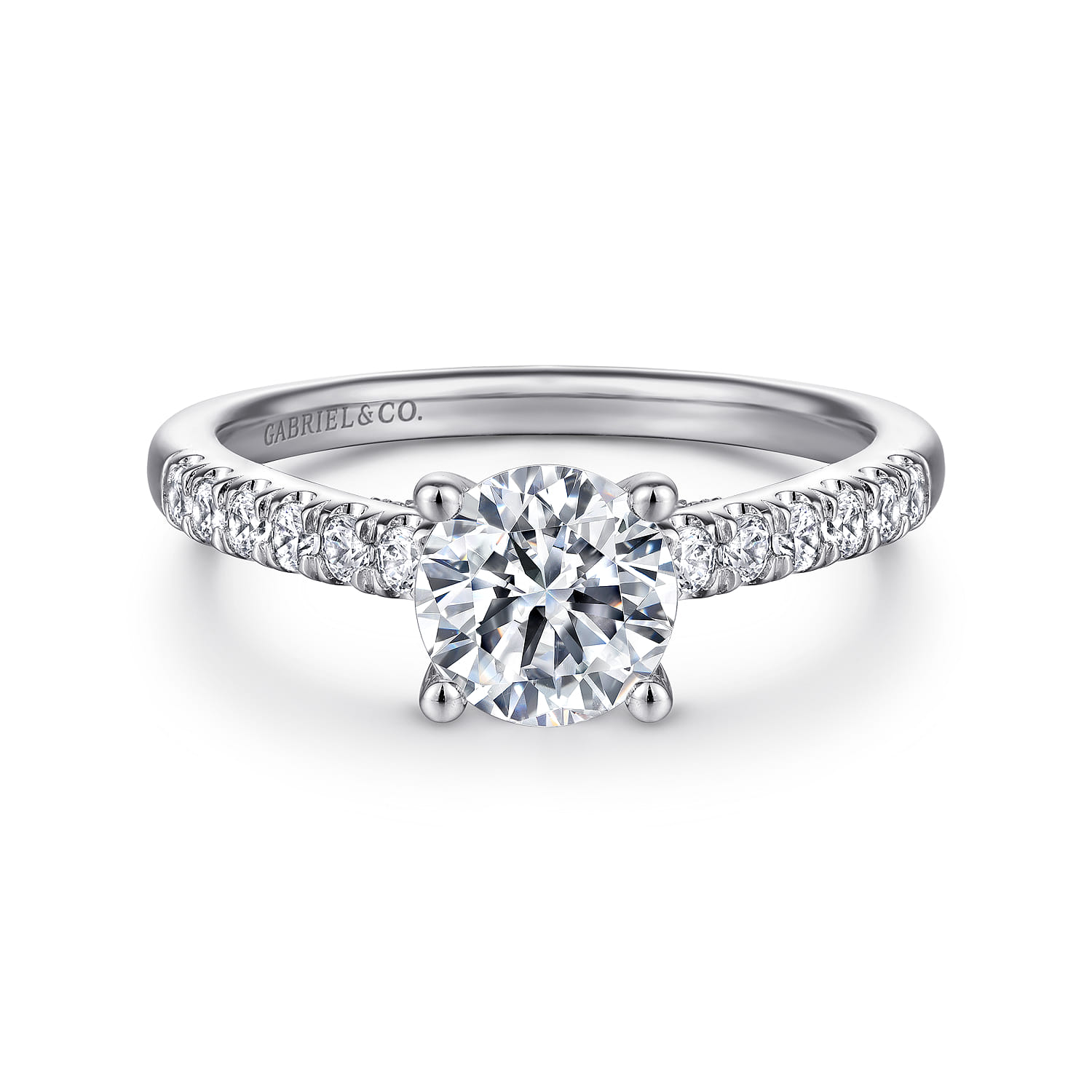 Jones - 14K White Gold Round Diamond Engagement Ring - 0.4 ct - Shot 1