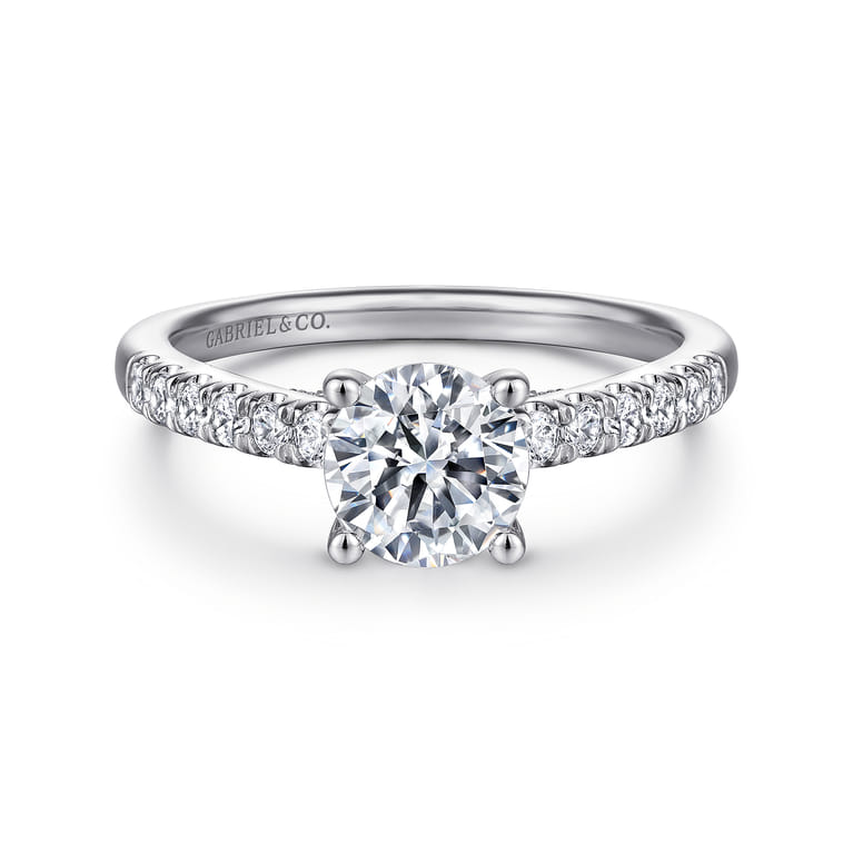 Jones - 14K White Gold Round Diamond Engagement Ring - 0.4 ct - Shot 1