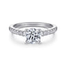 Jones - 14K White Gold Round Diamond Engagement Ring - 0.4 ct