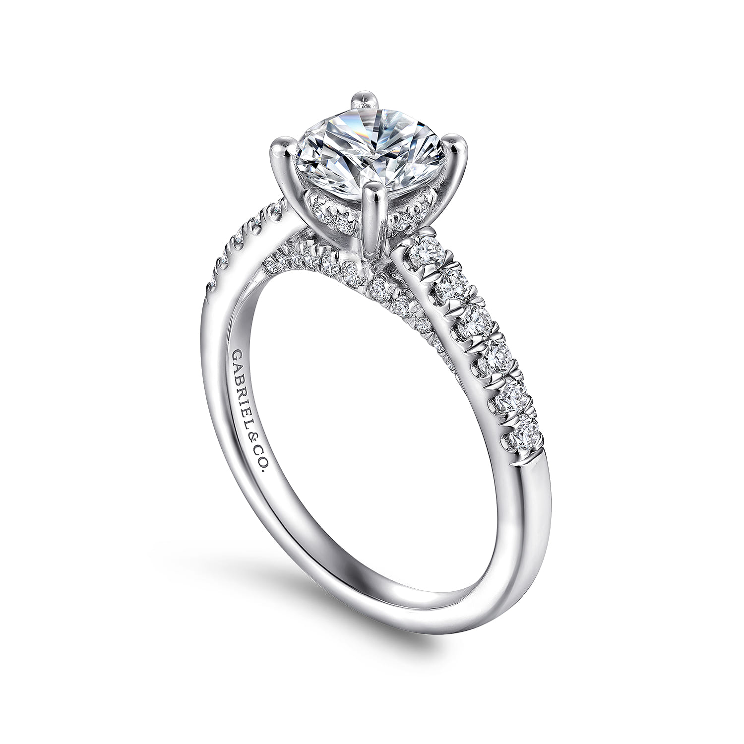 Jones - 14K White Gold Round Diamond Engagement Ring - 0.4 ct - Shot 3