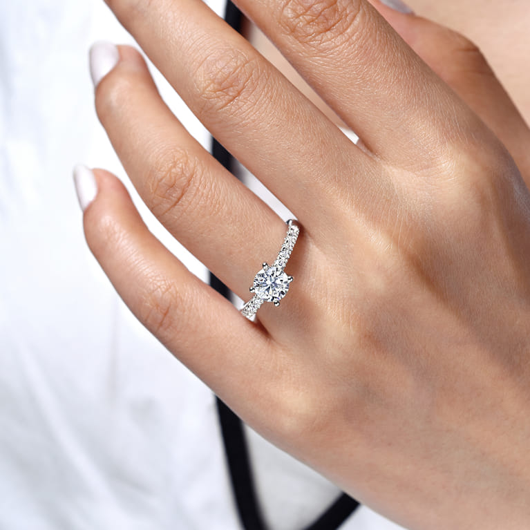 Jones - 14K White Gold Round Diamond Engagement Ring - 0.4 ct - Shot 6