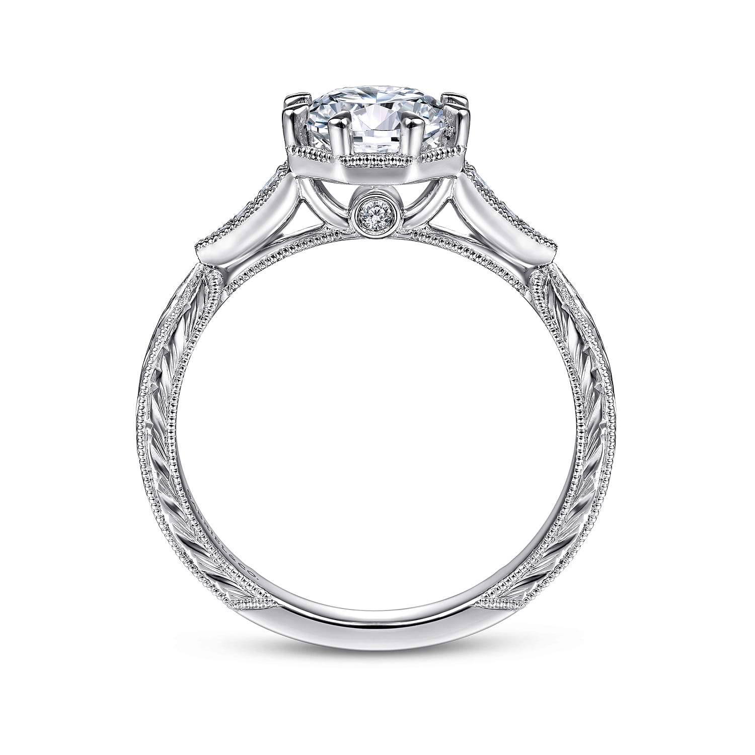 Sanna - 14K White Gold Round Diamond Engagement Ring - 0.09 ct - Shot 2
