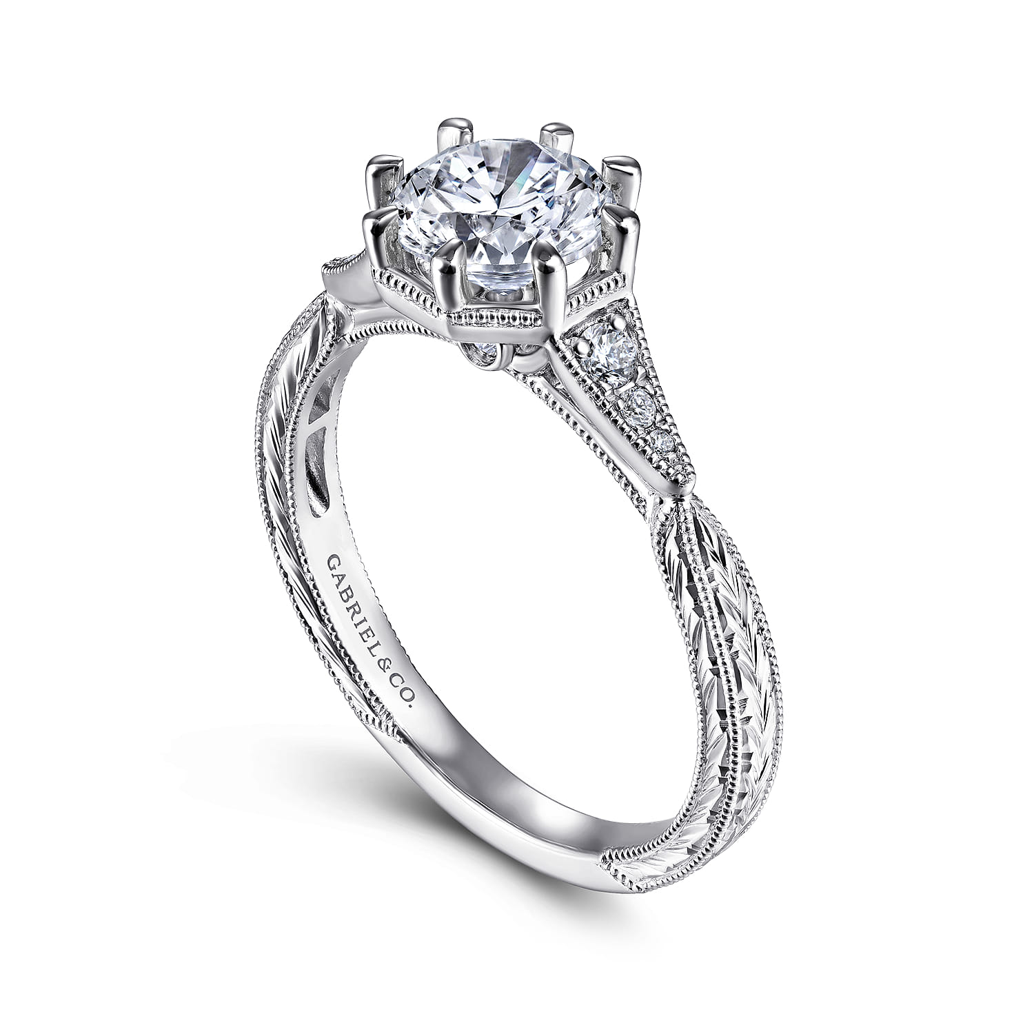 Sanna - 14K White Gold Round Diamond Engagement Ring - 0.09 ct - Shot 3