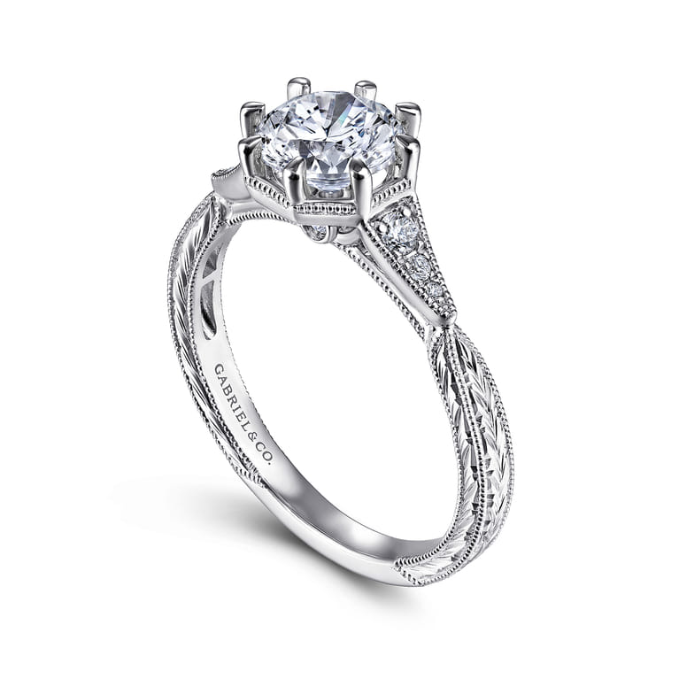 Sanna - 14K White Gold Round Diamond Engagement Ring - 0.09 ct - Shot 3