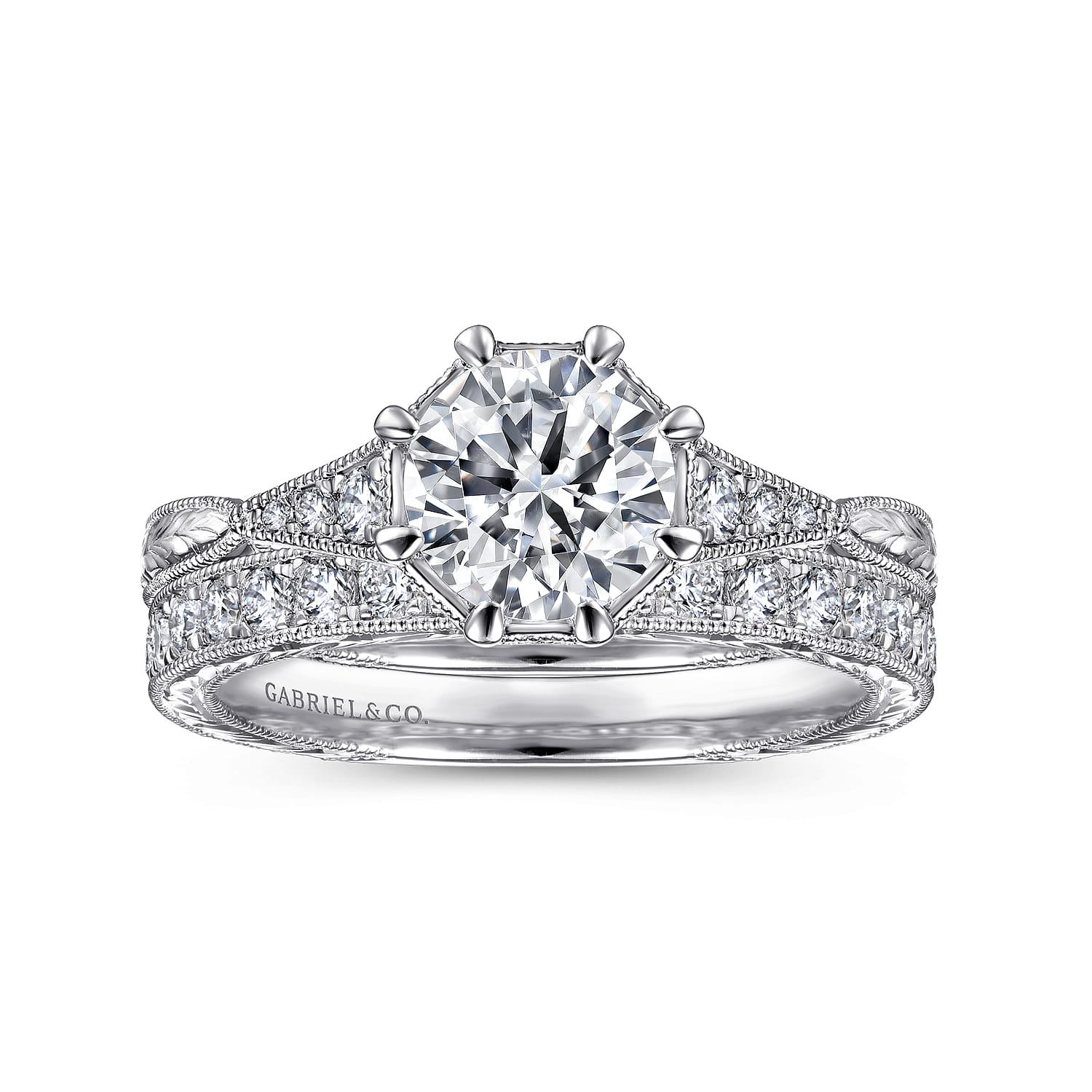 Sanna - 14K White Gold Round Diamond Engagement Ring - 0.09 ct - Shot 4