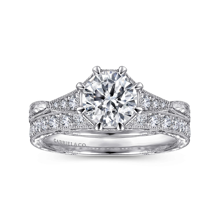 Sanna - 14K White Gold Round Diamond Engagement Ring - 0.09 ct - Shot 4