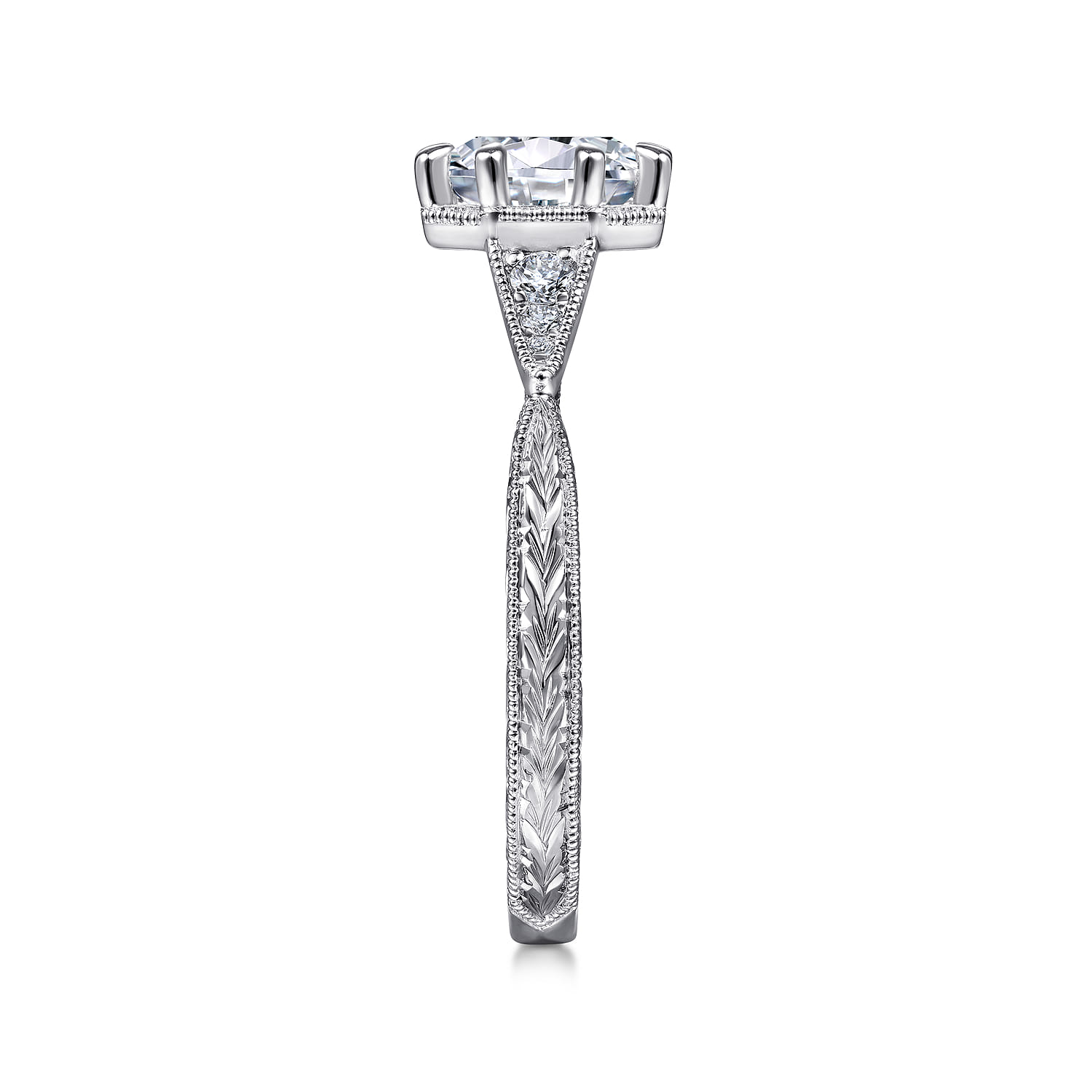 Sanna - 14K White Gold Round Diamond Engagement Ring - 0.09 ct - Shot 5