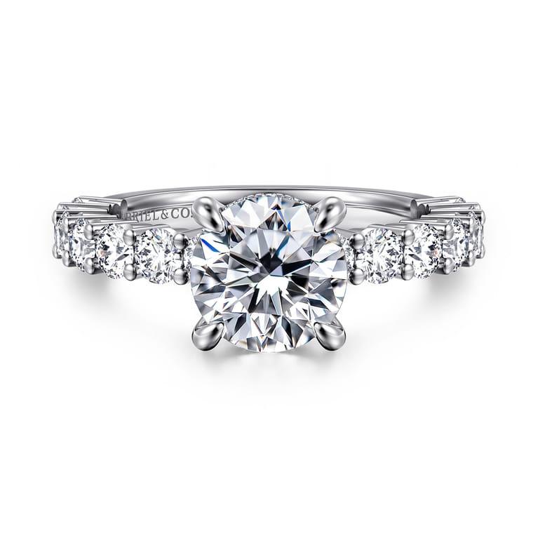 Brosnan - 14K White Gold Round Diamond Engagement Ring - 1.1 ct - Shot 1