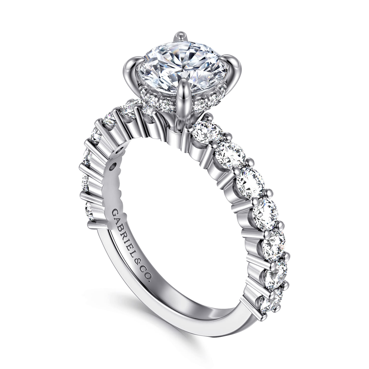 Brosnan - 14K White Gold Round Diamond Engagement Ring - 1.1 ct - Shot 3