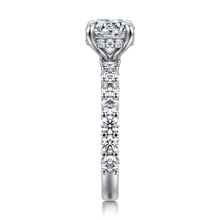 Brosnan - 14K White Gold Round Diamond Engagement Ring - 1.1 ct - Shot 4
