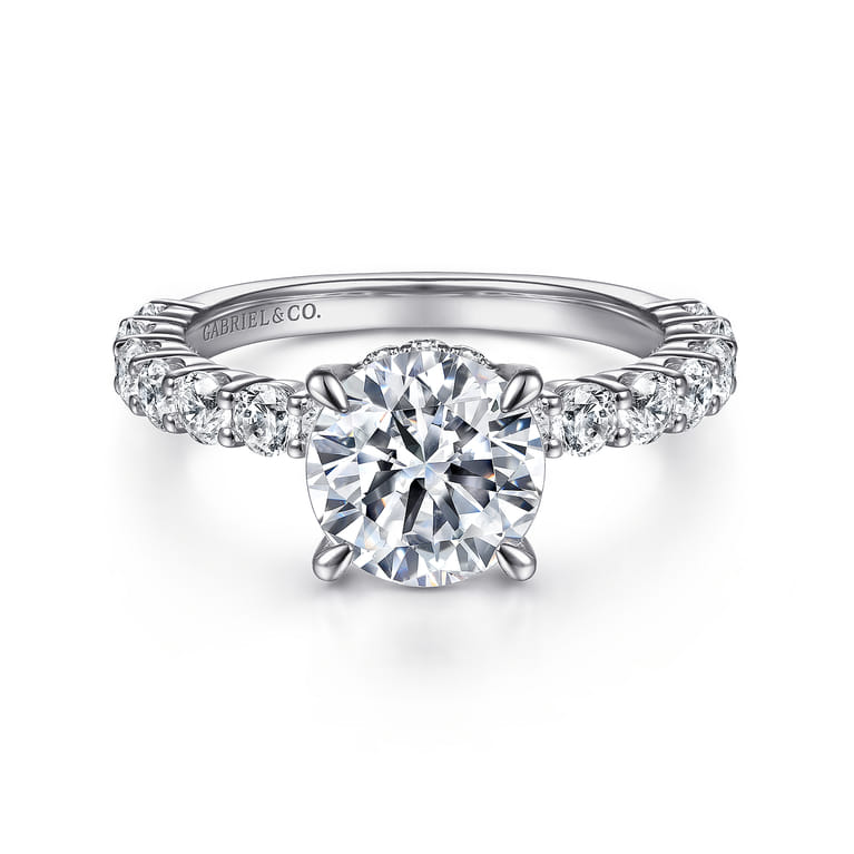Brosnan - 14K White Gold Round Diamond Engagement Ring - 1.03 ct - Shot 1