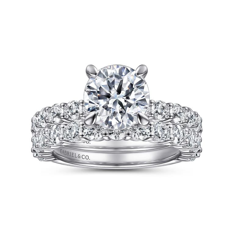 Brosnan - 14K White Gold Round Diamond Engagement Ring - 1.03 ct - Shot 4