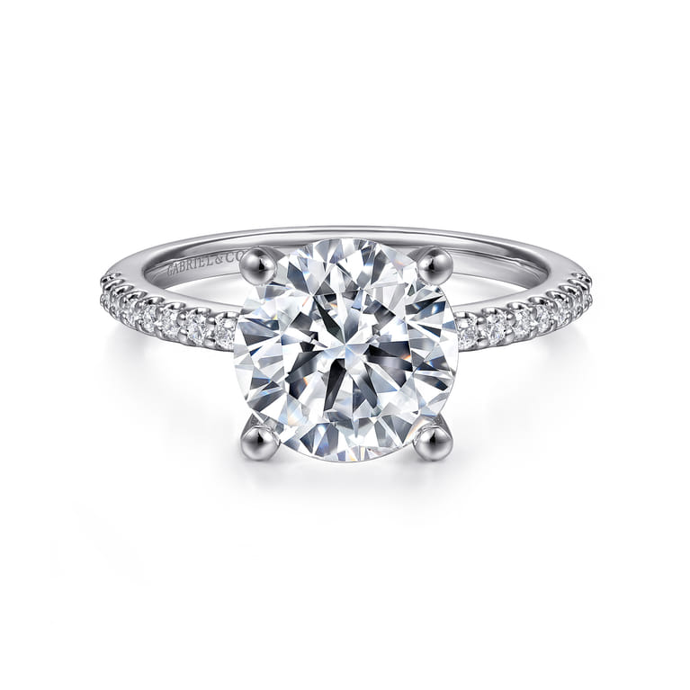 Amata - 14K White Gold Round Diamond Engagement Ring - 0.15 ct - Shot 1