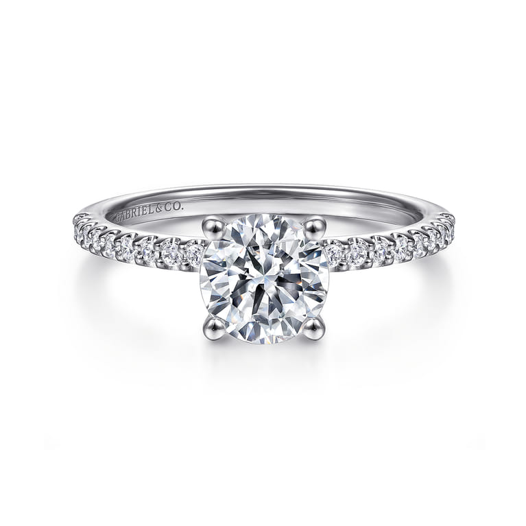 Amata - 14K White Gold Round Diamond Engagement Ring - 0.15 ct - Shot 1