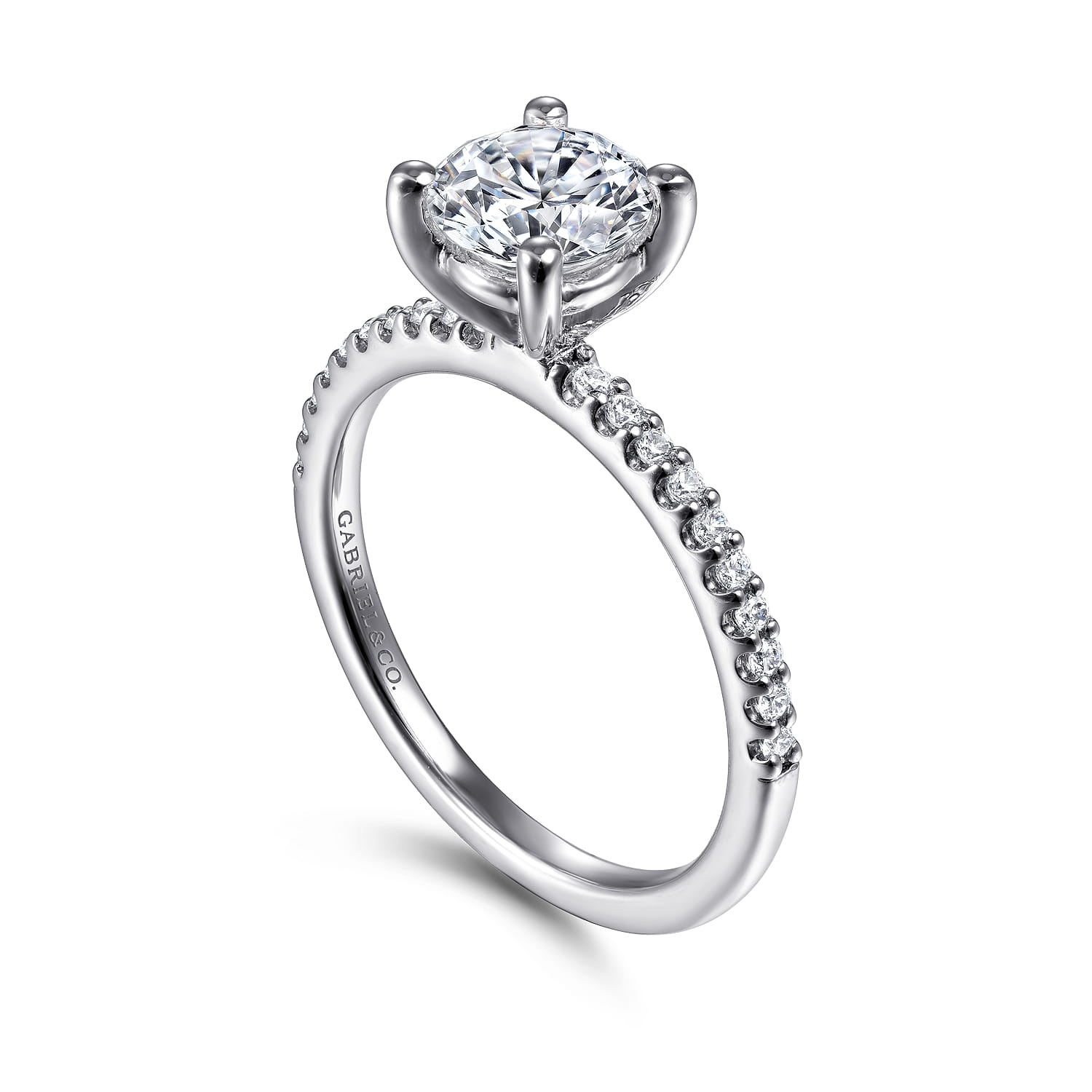Amata - 14K White Gold Round Diamond Engagement Ring - 0.15 ct - Shot 3