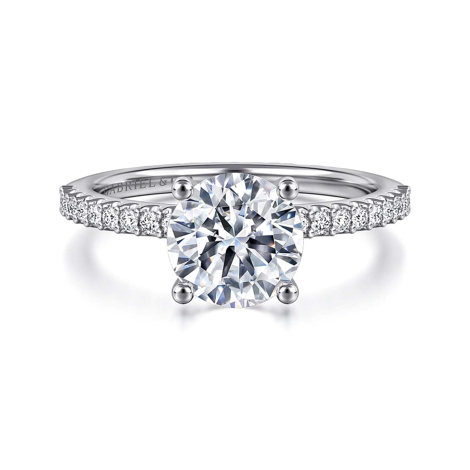 Amata - 14K White Gold Round Diamond Engagement Ring - 0.14 ct - Shot 1