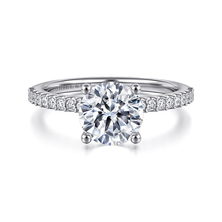 Amata - 14K White Gold Round Diamond Engagement Ring - 0.14 ct - Shot 1