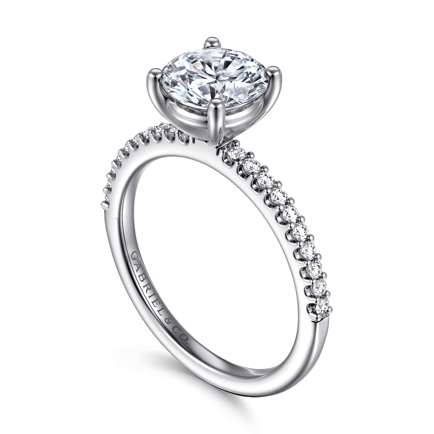 Amata - 14K White Gold Round Diamond Engagement Ring - 0.14 ct - Shot 3