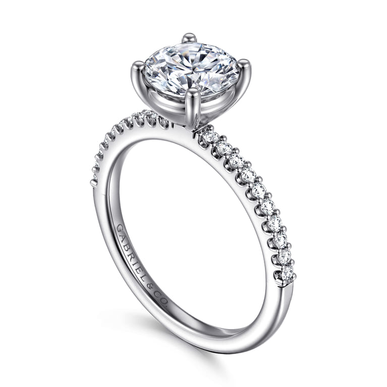 Amata - 14K White Gold Round Diamond Engagement Ring - 0.14 ct - Shot 3