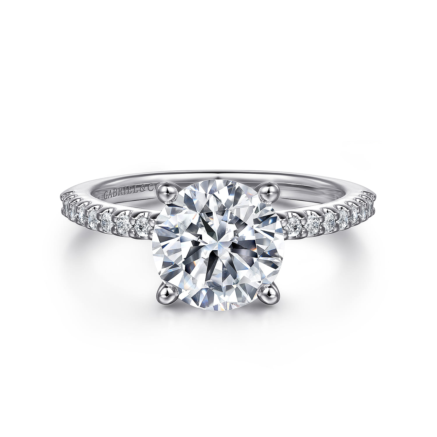 Amata - 14K White Gold Round Diamond Engagement Ring - 0.14 ct - Shot 1