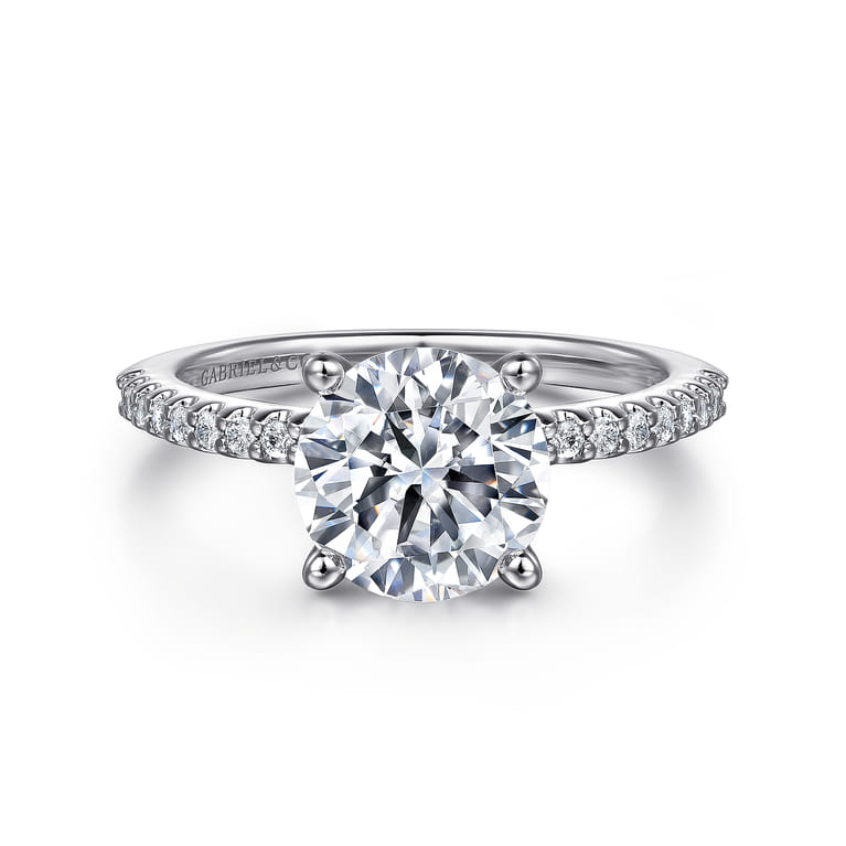 Amata - 14K White Gold Round Diamond Engagement Ring - 0.14 ct - Shot 1