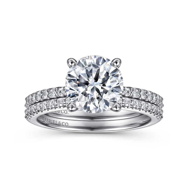 Amata - 14K White Gold Round Diamond Engagement Ring - 0.14 ct - Shot 4