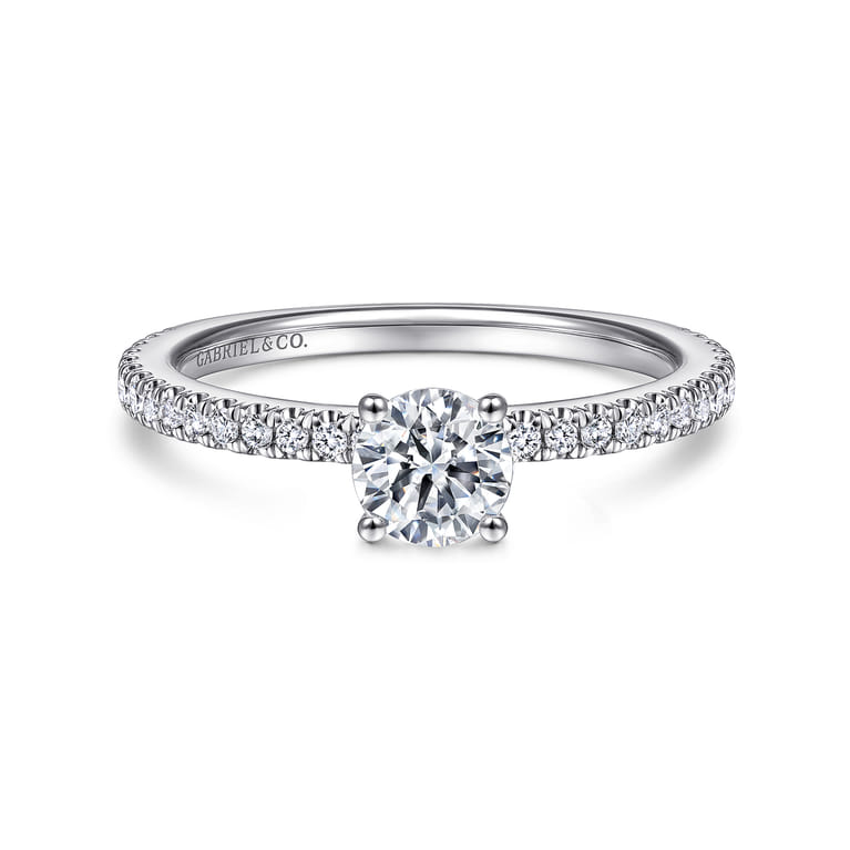Stefanie - 14K White Gold Round Diamond Engagement Ring - 0.19 ct - Shot 1